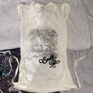 Vintage South Pole White Top With Rhinestones